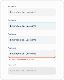 Input field component, 5 states